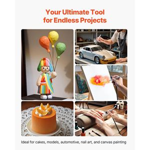 Kit de aerógrafo profesional de 1/6 HP, compresor de aire de doble acción, 3 puntas, 3 pintura acrílica, 2 ventiladores para decoración de pasteles, modelo de Arte de uñas - Product Image 3