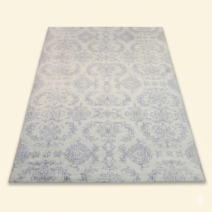 Alfombra DECORDEC Silver Dynasty Grey, Tejida a Mano, Antideslizante, Ecológica, de Lana Gruesa, Moderna, con Medallón Ornamental, Pelo Mediano, para Sala de Estar - Product Image 2