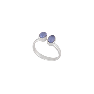 Dual Blue Cat's Eye <b>Adjustable</b> <b>Silver</b> <b>Ring</b> | 925 Sterling <b>Silver</b> - Product Image 3