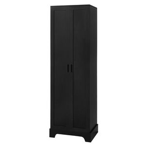 Armadio con Ripiani Regolabili e Due Ante in MDF Nero per Organizzazione Casa, Bagno o Ufficio - Product Image 5