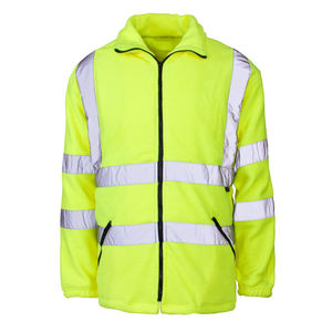 Veste de travail unisexe en polaire respirante à fermeture éclair, 100% polyester, haute visibilité, orange fluorescent, pour hommes - Product Image 2
