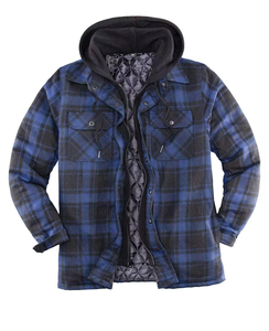 Wholesale <b>Mens</b> High Quality <b>Checkered</b> Flannel Shirt With Hood Casual Winter - Product Image 2