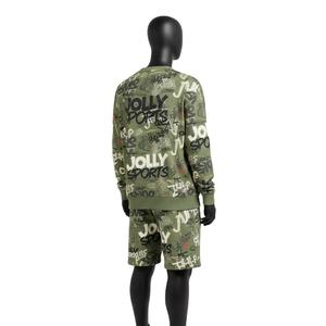 Ensemble sweat-shirt et short en molleton de coton épais pour homme, imprimé graffiti Olive Street, logo personnalisé - Product Image 2