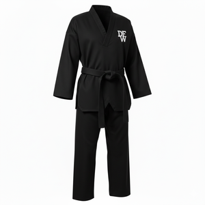 ชุดเทควันโดผู้ใหญ่สำหรับผู้ชาย ผลิตตามสั่งจากโรงงาน พร้อมปักโลโก้  ผ้าโพลีเอสเตอร์ผสมคอตตอน 65/35 แห้งเร็ว น้ำหนักเบา - Product Image 1