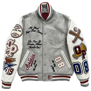 Veste varsity pour homme, veste varsity de style aviateur avec col montant et broderie sur le devant, veste de baseball universitaire pour homme - Product Image 1