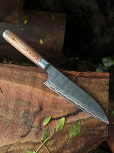 Couteau de chef en acier Damas forgé à la main, manche en bois d'olivier, style japonais, ambidextre, finition satinée, épaisseur 3,0 mm, pour usage en cuisine - Product Image 6