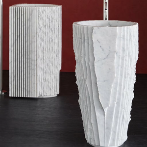 Lavabo de Mármol Tallado a Mano de Lujo Moderno - Lavabo Independiente Premium para Muebles de Baño en Hoteles, Resorts y Villas - Product Image 1