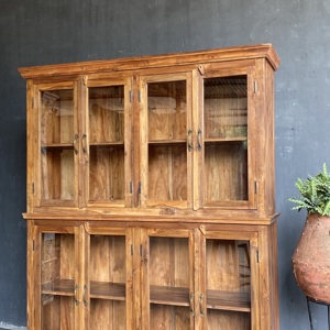 Best Collection Handcrafted Wooden Glass <b>Cabinet</b> Antique Himalayan Art - Product Image 2