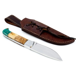 Couteau de chasse et de camping à lame fixe fait main sur mesure avec manche en résine de bois d'olivier, acier inoxydable, personnalisable, survie en plein air - Product Image 1