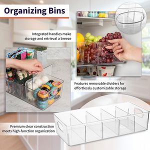 XL Plastic <b>Storage</b> Bins & <b>Boxes</b> with Removable Dividers for Pantry Organization for <b>Kitchen</b> Refrigerator or Cabinet-2 Units - Product Image 3