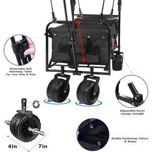 Carrello Pieghevole con Tettuccio Rimovibile, Grandi Ruote All-Terrain con Freno per Uso Intensivo e Applicazioni in Spiaggia - Product Image 5
