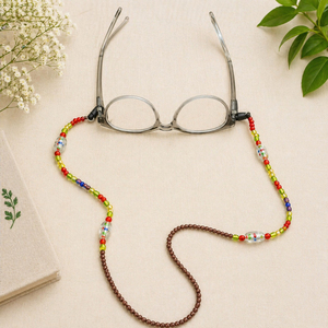 Correa para Gafas con Cadena Metálica y Cuentas Coloridas con Patrón Floral, Flexible y Antideslizante, 70cm de Largo, para Mujer - Product Image 2