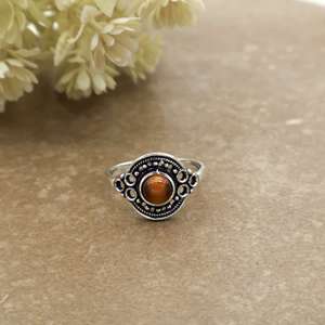 Natural <b>Tiger's</b> <b>Eye</b> Brass 925 Silver Plated Vintage Handcrafted Oxidized Boho Unisex Statement <b>Ring</b> SHYAM JEWELRS Jaipur - Product Image 2