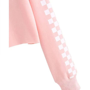 Ensemble de survêtement rose à capuche pour femme, manches longues, motif à carreaux, coupe décontractée, idéal pour le printemps, 100 % coton, pour le jogging, survêtement pour enfants - Product Image 4
