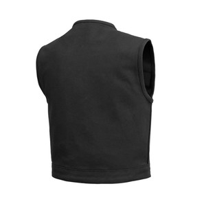 Chaleco de Cuero Negro Premium sin Mangas para Motociclistas, Estilo Urbano, con Cierre Frontal Doble - Product Image 5