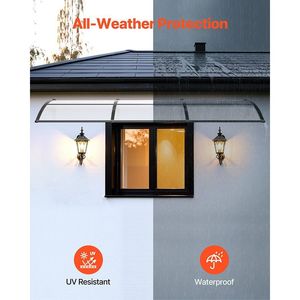 Auvent de porte extérieur 38 x 117 po avec support ABS et drainage, protection contre la pluie, la neige et le soleil pour entrée de porte - Product Image 3
