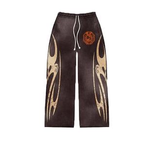 Streetwear d'hiver unisexe 100% coton, pantalon évasé en éponge française, sweat à capuche déchiré, survêtement imprimé respirant - Product Image 6