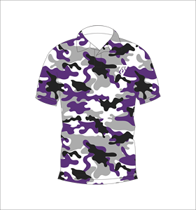 Polo pour homme à imprimé camouflage violet, noir et gris, à manches courtes, décontracté, pour l'été, pour le golf - Product Image 4