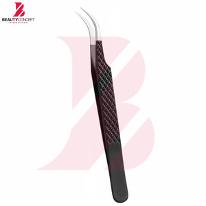 Pinces à cils noires, lot de 6, pointe en fibre, pinces à cils en acier inoxydable, pointe droite et courbée, pinces à cils pour greffe de cils - Product Image 5