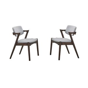 Set da Pranzo Moderno 7 Pezzi in Faggio Finitura Noce con 6 Sedie Laterali con Cuscini in Schiuma e Rivestimento in Tessuto, Design Unico dello Schienale - Product Image 4