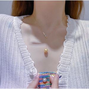 Collar en Forma de Y de Oro G18k con Perlas Translúcidas de Agua Dulce Naturales de 3-4mm8-9mm, Estilo Clásico y Elegante - Product Image 4