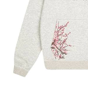Oversized Hooded <b>Sweatshirt</b> Unisex Cotton Knitted Floral Embroidery Pocket Casual Spring Wear - Product Image 2