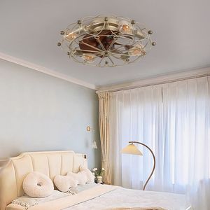 Ventilatore da Soffitto LED Industriale Moderno con Luci, Design a Gabbia a Basso Profilo, Telecomando, Ventilatore da Soffitto Industriale Moderno Integrato - Product Image 2