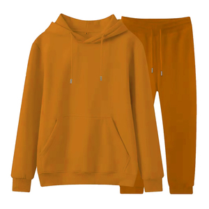 Suéteres con estampado de color sólido OEM, personalización de logotipo, conjunto de 2 piezas de talla grande, chándales casuales unisex para hombre y mujer - Product Image 3