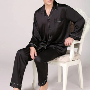 Ensemble de pyjama de jeu pour homme, t-shirt noir, short gris uni, 100% coton éponge, antibactérien, été, hiver, vêtements de maison, vêtements de nuit - Product Image 4