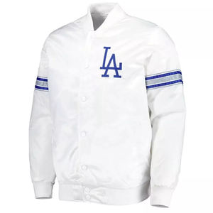 Veste de baseball en satin blanc des Dodgers de Los Angeles, style coach, boutonnée, pour les fans. - Product Image 3