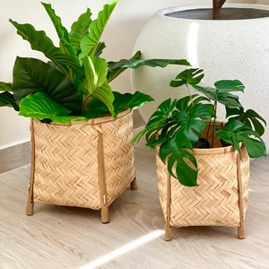 Combo planter <b>basket</b> stand cheap price garden accessory decorative bamboo weave <b>plant</b> pedestal stands - Product Image 4