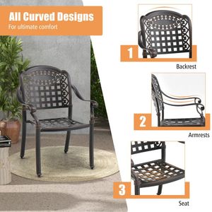 ชุดเก้าอี้สวนลานบ้านอะลูมิเนียมหล่อพร้อมที่วางแขน 2 ตัว - Product Image 3
