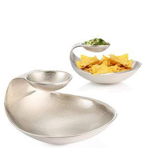 Chip and <b>Dip</b> Serving Bowl <b>Silver</b> Brass Tiered Snack Chip And <b>Dips</b> Serving Bowls - Product Image 4