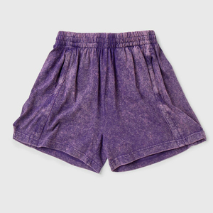 Shorts en molleton 100 % coton délavé à l'acide de qualité supérieure pour femmes, shorts de détente, logo personnalisé, OEM ODM, fabricant de vêtements en gros - Product Image 2