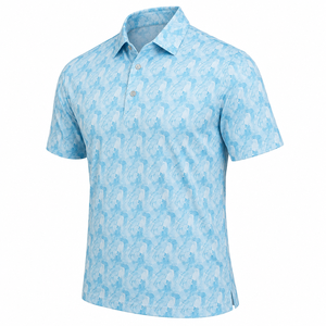 Custom Men's <b>Blue</b> Abstract Print Golf <b>Polo</b> <b>Shirt</b> Short Sleeve Sublimation Sportswear OEM Manufacturer - Product Image 4
