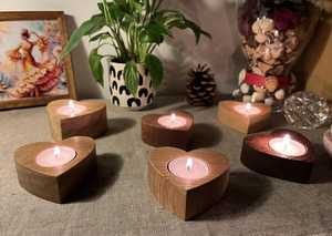 Heart shape Rustic Wooden Tealight Candle Holder Handmade Decorative Wood Block <b>Stand</b> for Home and Wedding Events - Product Image 3