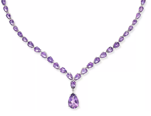 Custom IGI Certified Pear Cut <b>Amethyst</b> Y Necklace Sterling Silver for Women Party Jewelry Wholesale Factory Pricing Private - Product Image 1