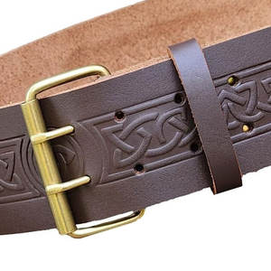 Cinturón celta trenzado marrón hecho con cuero 100% genuino, diseño grabado, cinturones para kilt de las Tierras Altas, los más vendidos - Product Image 5
