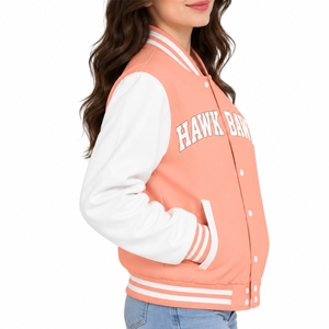 Veste universitaire pour femme bicolore décontractée classique à boutons sur le devant, col côtelé rayé, manches longues, col boutonné, grande taille, pour l'automne - Product Image 3