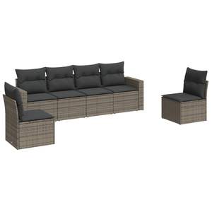 Conjunto de Sofá de Jardín de Ratán Gris Oscuro de 4 Plazas, Muebles de Exterior Resistentes a la Intemperie, Diseño Contemporáneo - Product Image 2