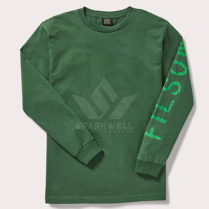 T-shirt à manches longues pour homme FILSON, vert, coton, col rond, coupe classique, logo imprimé sur la manche droite, 320g, fabriqué aux États-Unis - Product Image 1