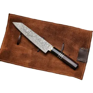 Custom Handmade chef knife Damascus kitchen Knife Gift for him chef gifts World With Leather Sheath Offer Free Sample.