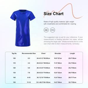 Vestidos de Camiseta Metálicos de Diseño para Niñas de 2 a 12 Años, para Baile, Animadoras, Hip-Hop, Eventos Deportivos, Escolares, Espectáculos, Uso Diario Informal - Product Image 6
