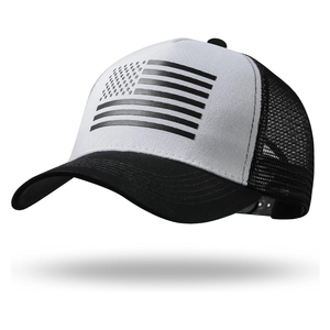 Gorra Trucker Unisex con Bandera Americana, Negra y Blanca, de Malla Ajustable, de 6 Paneles, Estilo Casual, con Panel Frontal con Estampado Metálico - Product Image 6