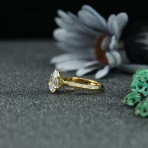 Pear Cut Moissanite Engagement <b>Ring</b> 925 Sterling <b>Silver</b> Gold Plated | Minimalist <b>Solitaire</b> Wedding <b>Ring</b> for Women - Product Image 3