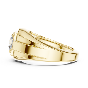 Anillo de Sello de Lujo para Hombre en Oro Amarillo de 10K con Diamante Cultivado en Laboratorio de Corte Brillante Redondo Clásico de 2 Quilates en Oro Rosa, Blanco y Amarillo - Product Image 3