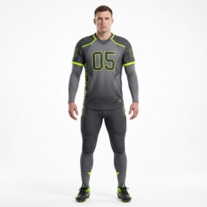 Jersey de Fútbol Americano Gris para Hombre, Personalizado 05, Verde Neón, Acolchado, Ropa Deportiva, Uniforme de Equipo, Venta al Por Mayor - Product Image 1