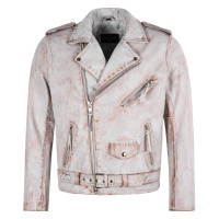 Blouson de motard en cuir vintage ciré pour homme, style Brando, effet rouille, avec fermeture éclair croisée, personnalisé et intelligent