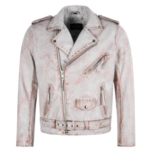 Chaqueta de cuero para hombre estilo motero, personalizada, de cuero encerado vintage, con efecto oxidado, estilo Brando con cremallera cruzada - Product Image 6