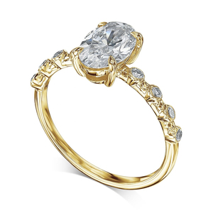 IGI certifié CVD laboratoire cultivé Moissanite bague de fiançailles 14k 18k or massif coupe ovale bijoux fins pour les femmes - Product Image 1